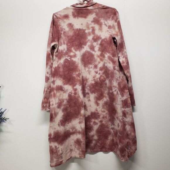 Knox Rose Muave Pink Tie Dye Drape Cardigan Sweater Open Front Small Hippie - Picture 10 of 13